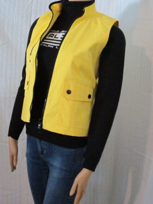 Lauren Ralph Lauren Yellow Nylon Vest Piped in Black Small NWT-Retail $120.00