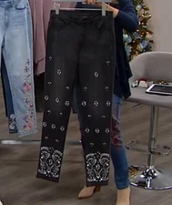 DG2 Diane Gilman Embellished Classic Stretch Skinny Jean, Black, 22PW, 779640