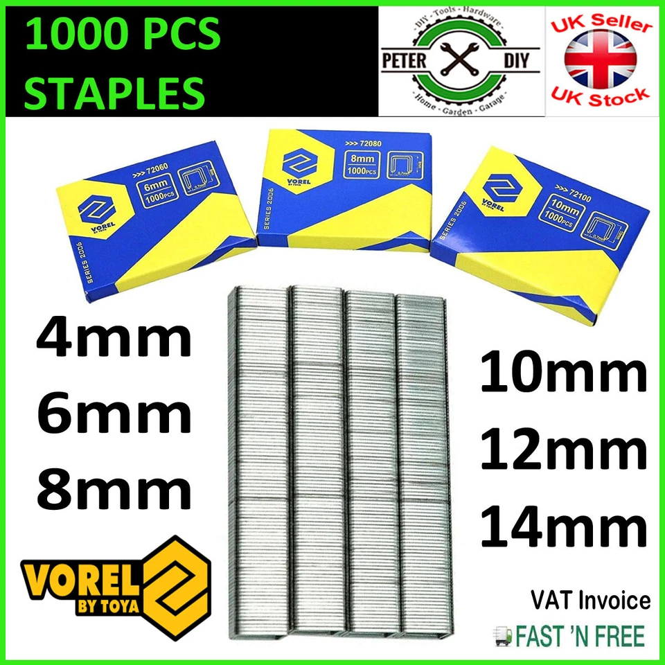 1000 STCK. 4 mm-14 mm SCHWERLAST HEFTKLAMMERN Typ 53A 11,3 mm Pistole Polster verzinkt - Bild 1 von 1