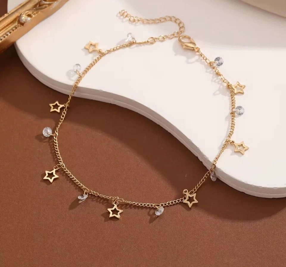 2Ct Round Lab-Created Diamond Women's Beauty Anklet 9.5in 14K Yellow Gold Plated - Image 4 of 4