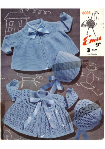 Strickanleitung Kopie 0124.  Baby Matinee Mäntel & Hauben.  1-12 Monate