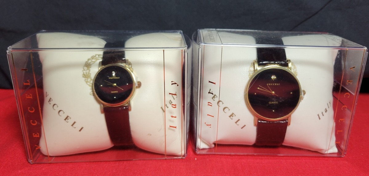 Vecceli Quartz Man and Woman pair. Beautiful Watches. Black
