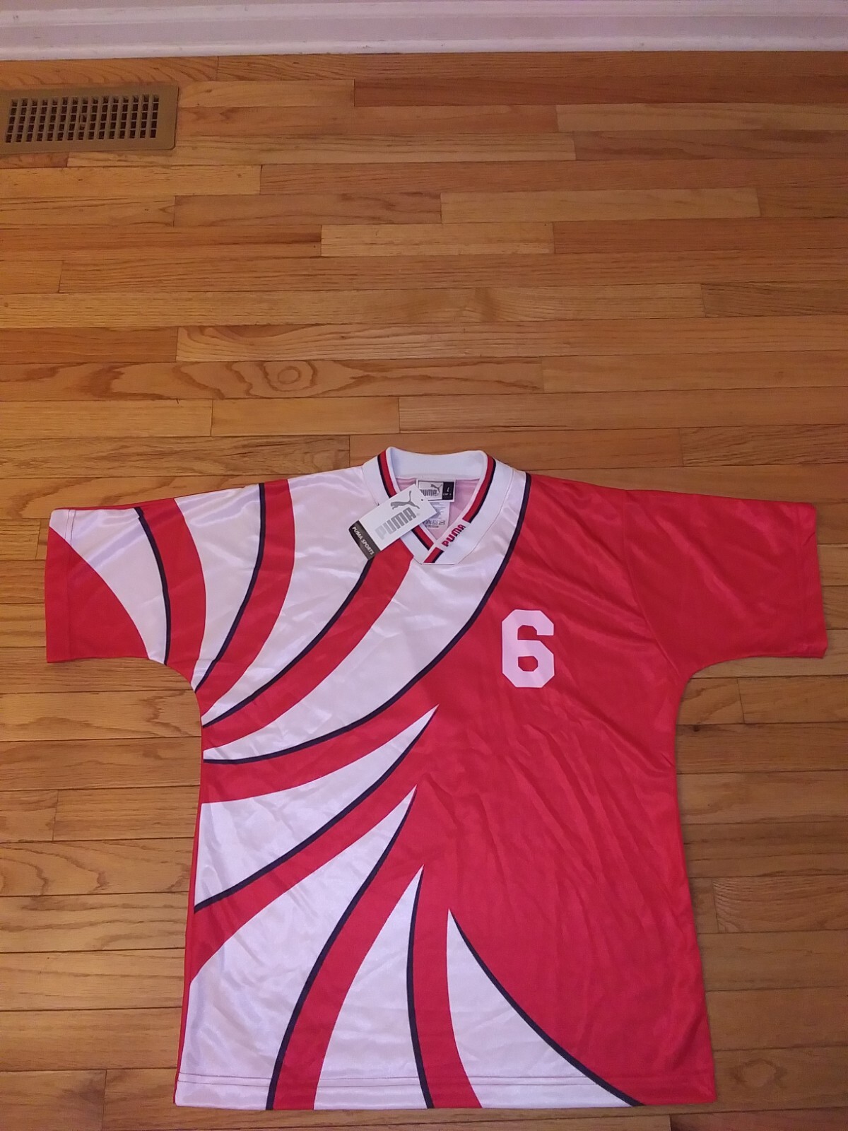 Puma Vintage Red White Color Block Men's Soccer Jersey NWT Size L