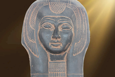 Masque Antique égyptien Néfertari - Pièce Ancienne En Pierre - Décoration Collection