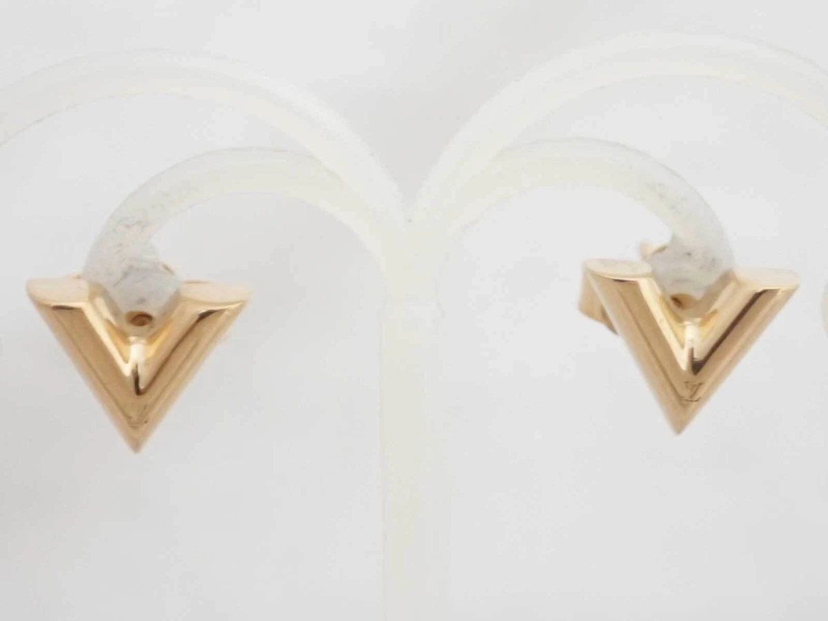 Auth LOUIS VUITTON Studs Earring Essential V Gold