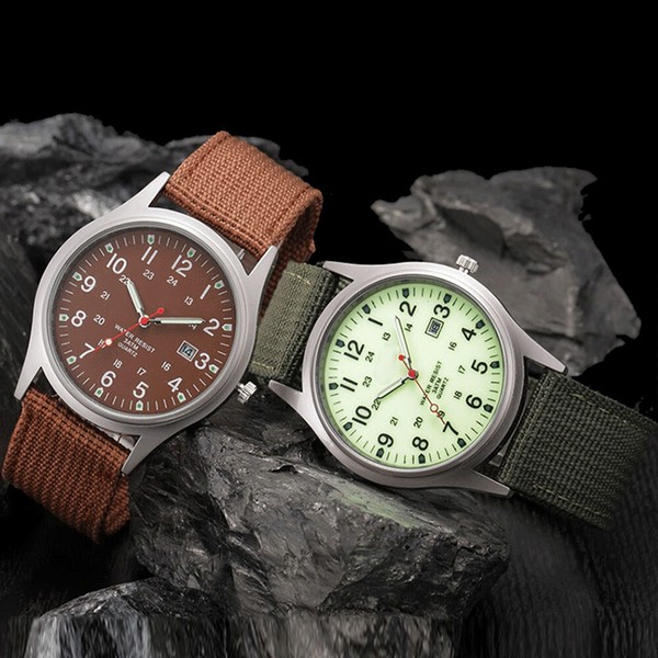 Reloj de Hombre Militar Ejército Luminoso Esfera 24 Horas Correa de Nylon Fecha Cuarzo 5