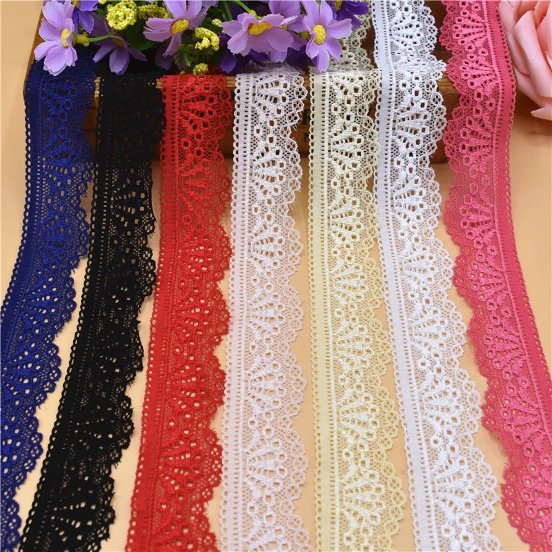 7 Wide Black Lace Fabric Sewing Lace Ribbon Trim Elastic Stretchy