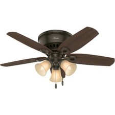 (1)-Hunter Builder Low Profile 42" New Bronze Ceiling Fan with Light Kit. 51091