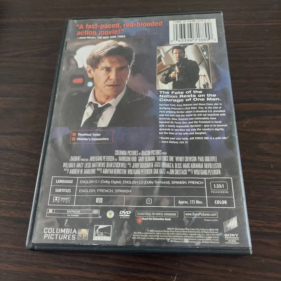 Air Force One (DVD, 1998) Harrison Ford  - Image 2 of 3