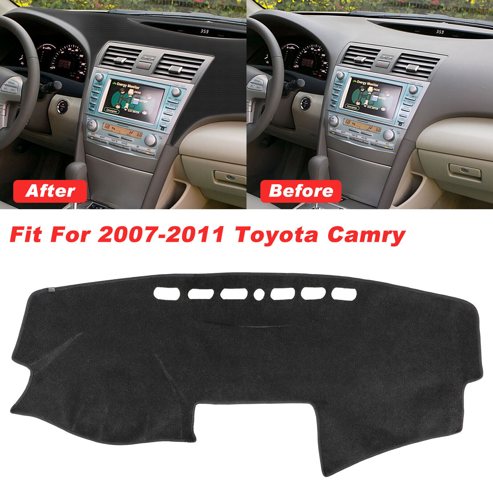 Car DashMat Dash Cover Mat Dashboard Pad Black Carpet For TOYOTA CAMRY 2007-2011