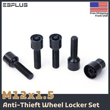 4pc M12x1.5 Black Wheel Lock Bolt 40mm Shank Fit Mercedes 300400500acesl