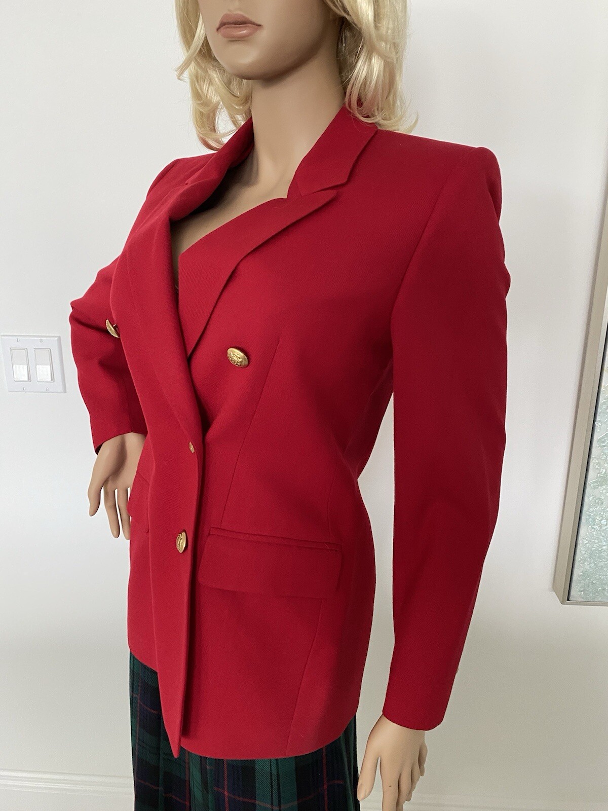Talbots Red Wool Double Breasted Suit Jacket Size… - image 2