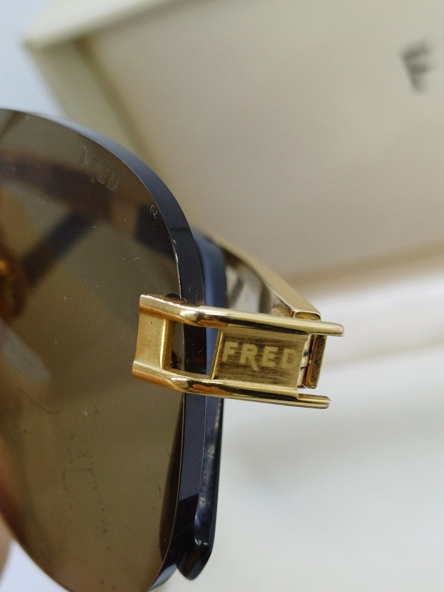 FRED HAWAI F1 COL 204 VINTAGE PARIS RIMLESS LEATHER GOLD P