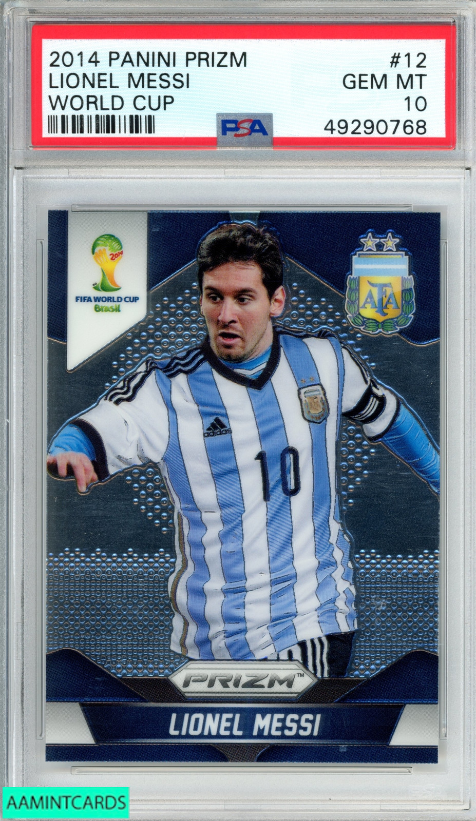 2014 PANINI PRIZM WORLD CUP LIONEL MESSI #12 ARGENTINA PSA 10 GEM MT