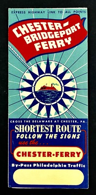 1930s Chester Bridgeport Ferry New York Delaware PA NJ Vintage Travel Brochure