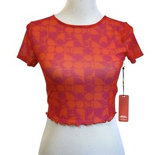 Forever 21 x Sports Illustrated Swim Cover-Up Tee Small Orange Purple Sheer SS