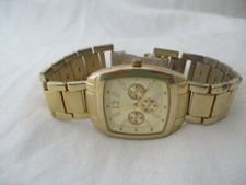 Watch Gold Toned Band Rectangular Face WORKING 