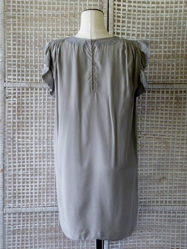 Designer ISABEL MARANT Etoile All Silk Silver Gray Embroidered Shift Dress~2~EUC - Picture 12 of 12