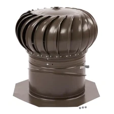 Master Flow Wind Turbine Roof Vent Weathered Wood Galvanized Dual Bearing 12 In