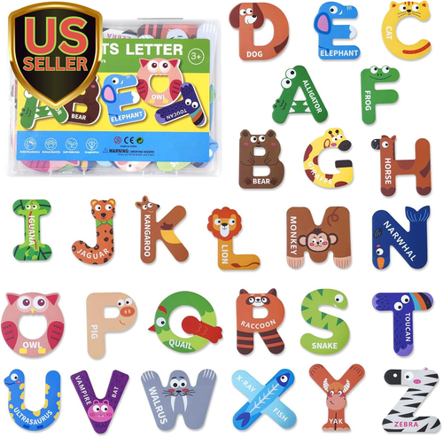 Magnetic Alphabet Letters for Toddlers & Kids - 26 Colorful Animal-Themed Fridge