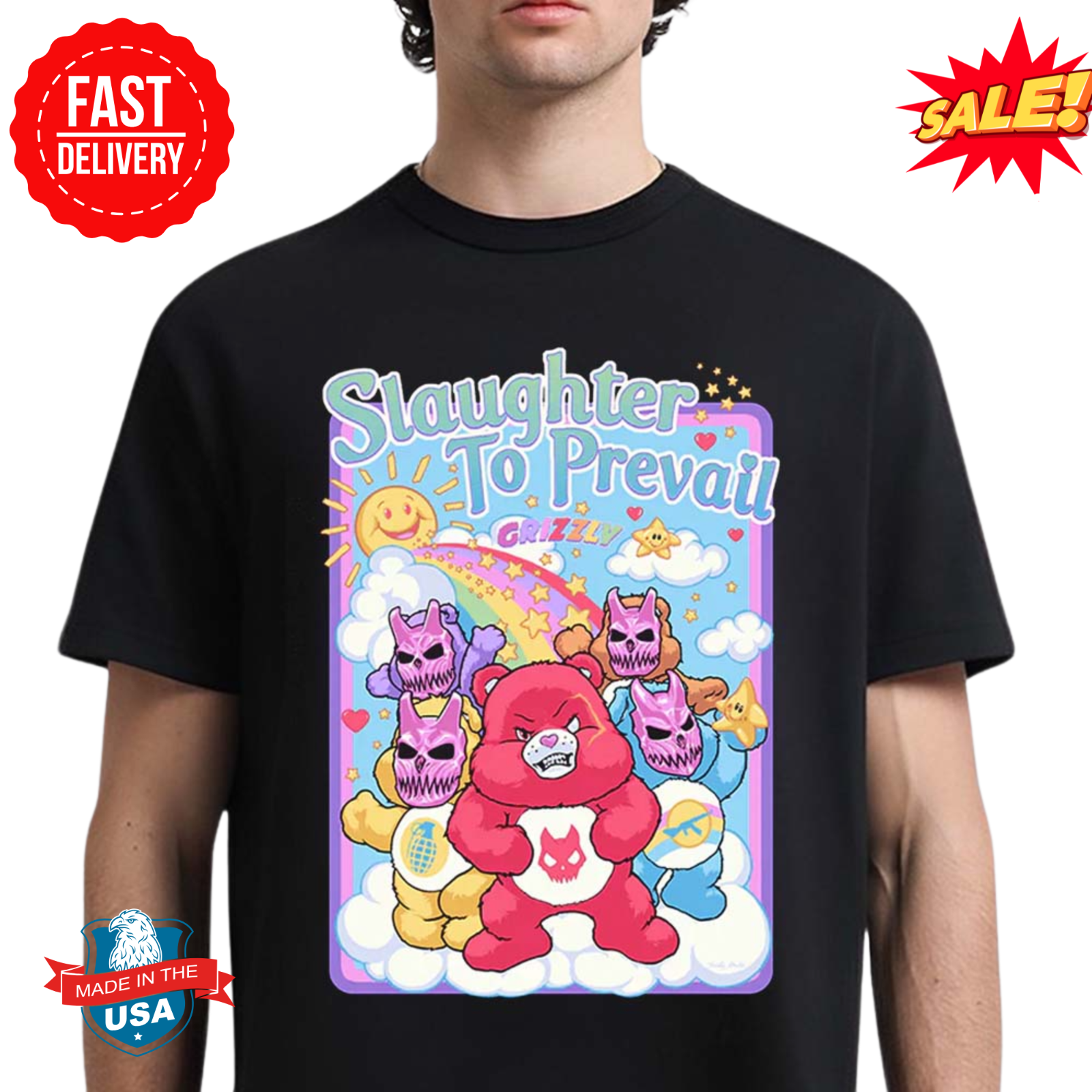 Slaughter to Prevail Grizzly Bears Rainbow Colorful Exclusive T-Shirt