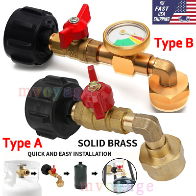Propane Refill Elbow Adapter with Tank Gauge,forBBQ Gas Grill Cylinder RV Camper