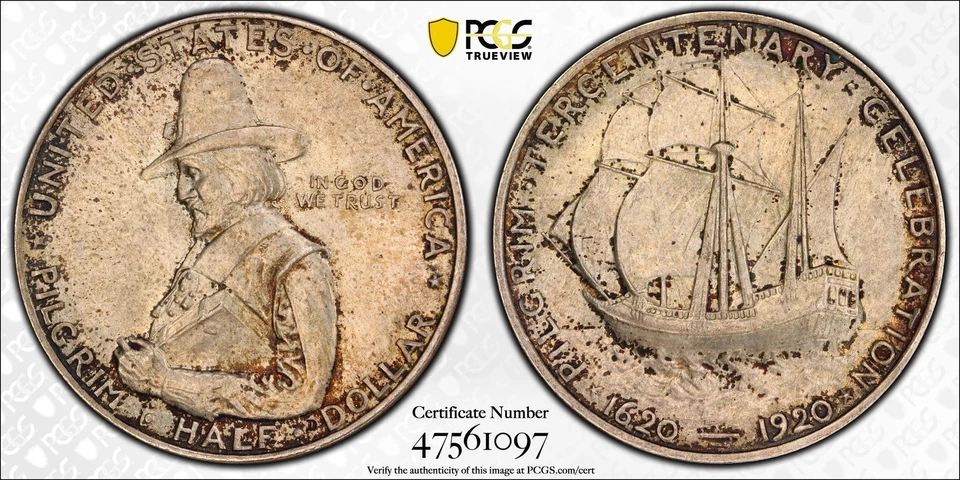 1920 P Pilgrim Commemorative Half Dollar PCGS MS-66 - Image 3 of 3