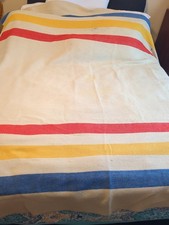 Vintage Wool O' The West Striped Wool Blanket Full/Queen