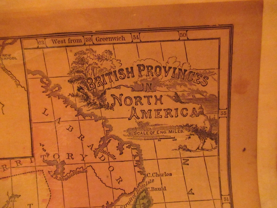 c.1850 Mapa Provincias Británicas en América del Norte Canadá Quebec Nueva Escocia Foto 2 de 4