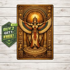 Egyptian Goddess Vintage Flat Iron Tin Sign 8x12 Ancient Myth Wall Art