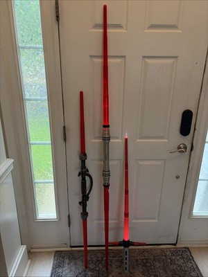 Lot Of 3 Hasbro Lightsabers Battery Operated Star Wars Jedi Sith Kyber Maul Kylo