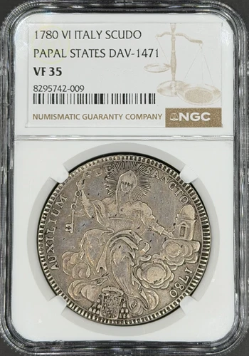1780 VI Italy Scudo Papal States DAV-1471 NGC VF-35
