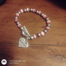 pink rhodolite with .925 bead  heart charm, Sundance Jewelry Co. SJC, for her