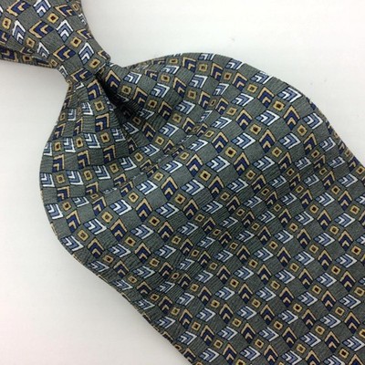 Van Heusen Usa Tie Saga Green Gold Silk Necktie Micro Arrow Corner   Block #I24