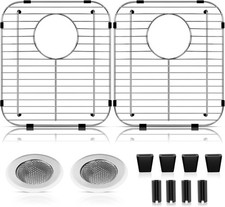 2 Pack 304 Stainless Steel Sink Protectors Kitchen Sink Grid Protector Rear