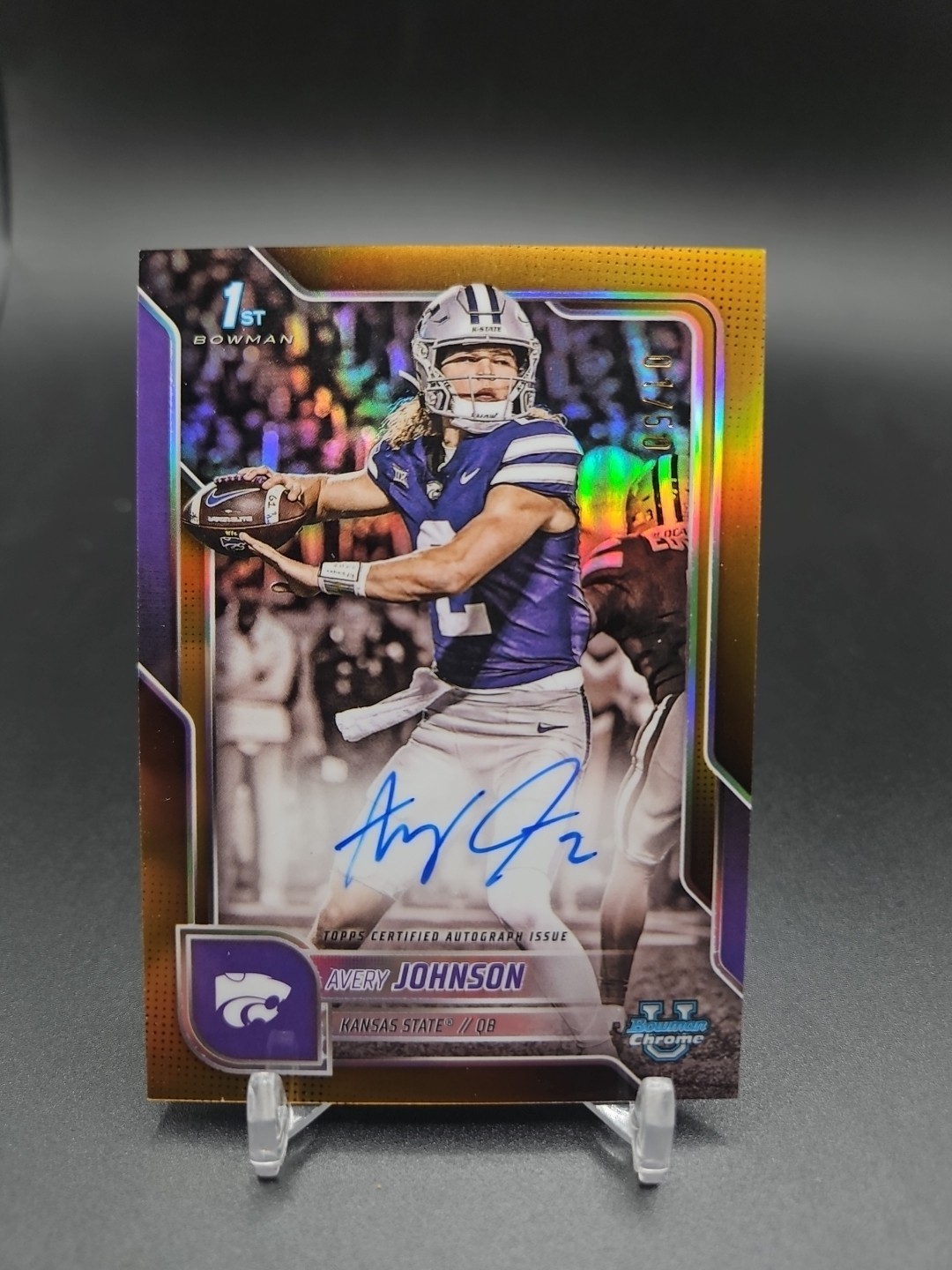 2025 Bowman Chrome University Avery Johnson 1st Gold On Card Auto 1/50 #BCA-AJ