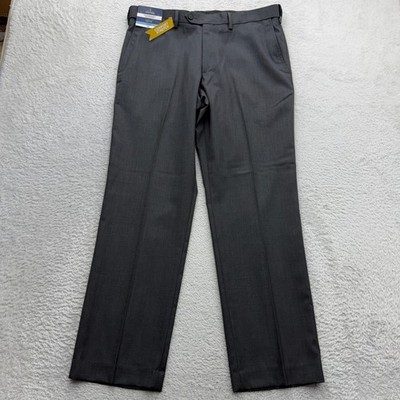 NWT Stafford Performance Sharkskin Dress Pants Mens 34x30 Grey Classic Stretch