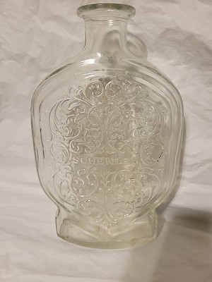 Vintage Schenley Glass Bottle Whiskey Liquor Decanter Embossed No Stopper