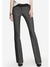 Express Columnist Mid-Rise Bootcut Trouser Crepe Pant Career Preppy Grey 2