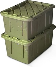 2-Pack Heavy Duty 27 Gallon Plastic Storage Bins with Lids, Stackable Totes