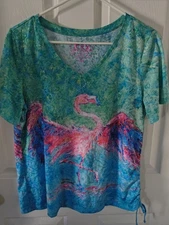 Leoma Lovegrove Top Size PM L 23.5 LENGTH 26 Short Sleeve Wearable Art 🦩