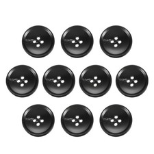 10pcs Resin Sewing Button, 25mm 1" 4 Holes Round Coat Buttons, 4 Black