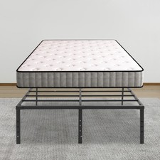 Heavy Duty 18" Full Size Metal Bed Frame Sturdy Iron Platform Slat Support Black