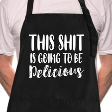 Funny Black Chef Aprons for Men Adjustable BBQ Grill Kitchen Cooking Aprons with