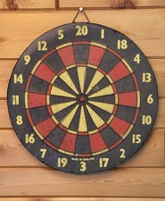 Vintage 17” Double-Sided Dart Board Baseball Game Made in England Wood / Metal