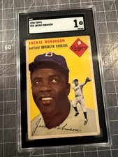 1954 TOPPS #10 JACKIE ROBINSON BROOKLYN DODGERS BASEBALL CARD SGC 1 POOR