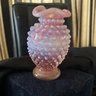 Vintage Fenton Hobnail Pink Milk Glass Vase