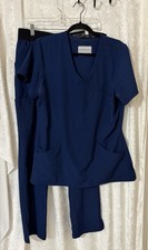 Skechers by Barco Black L Navy Scrub Top Pants Set