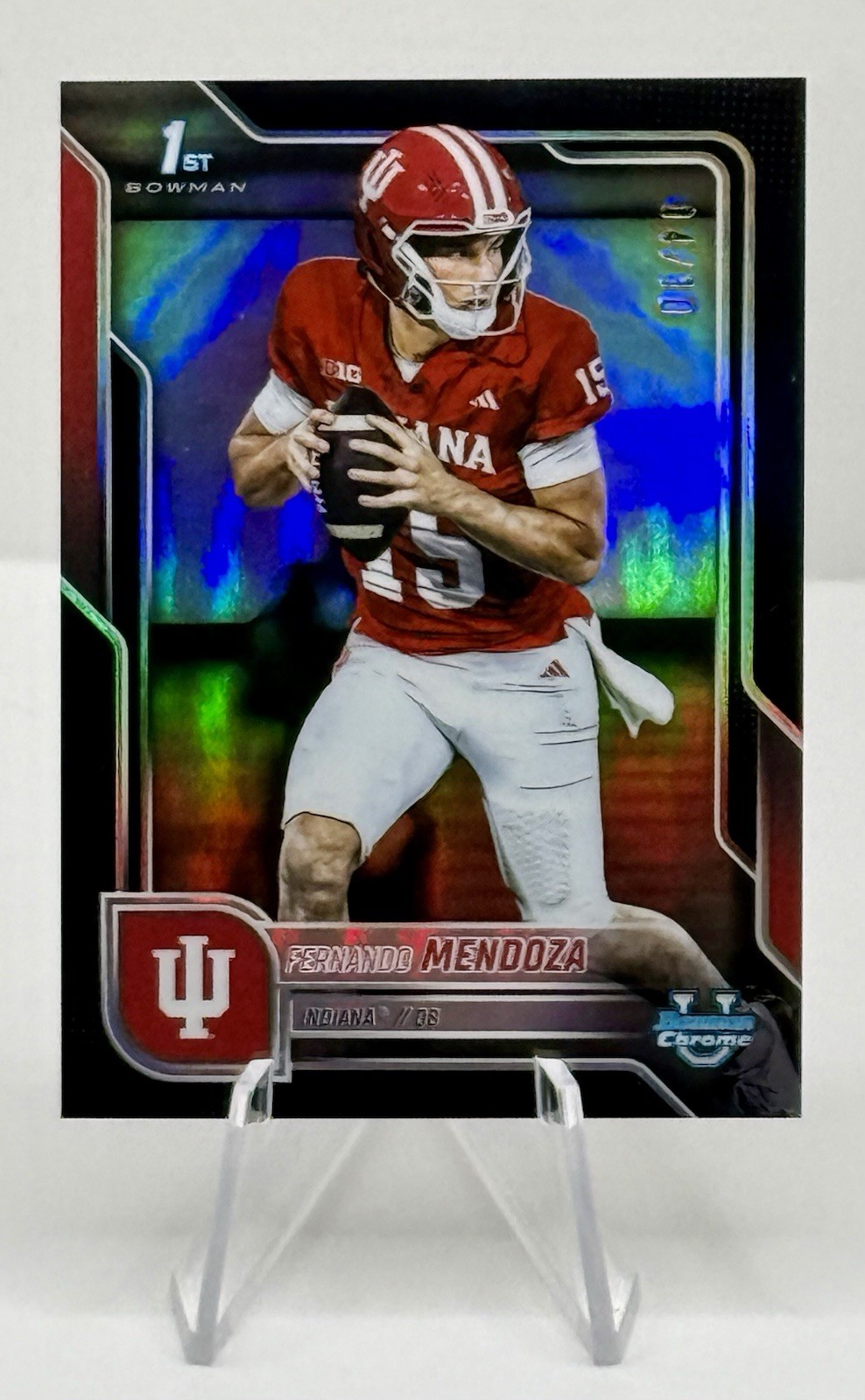 2025 Bowman Chrome U Black Refractor #109 Fernando Mendoza # 4/10 Indiana