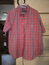 Mens Ralph Lauren CHAPS short Sleeve Button Down Dress Shirt Pink Sz. Large EUC!